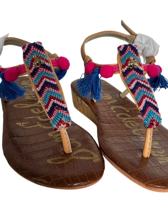 Sam Edelman Other - Sam Edelman Shoes Girls Size 11 Danica Sienna Sienna Cork Wedge Summer Chevron